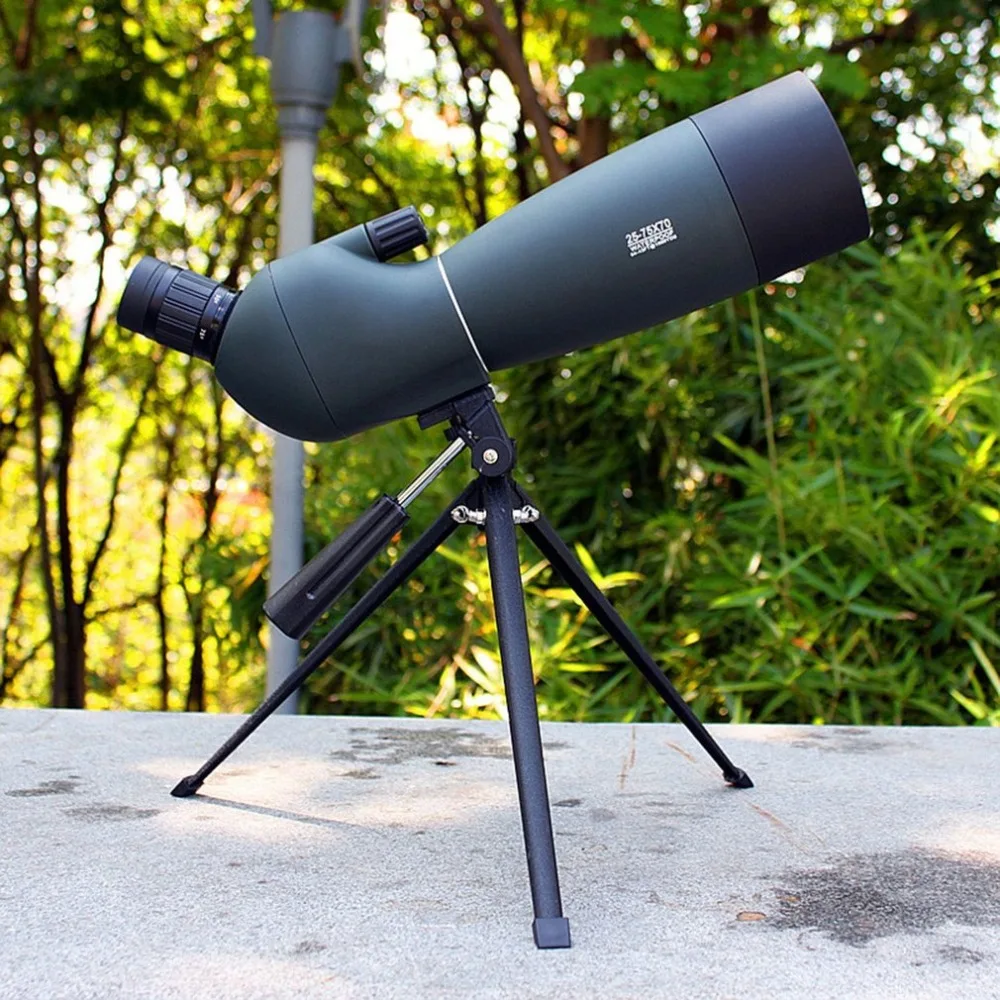 Lente à Prova Água com Tripé Adaptador de Telefone Ângulo Spotting Scope Zoom Dwaterproof Alta Definição Visão Noturna Assistindo Telescópio 25-75*70 2 Lentes para celular