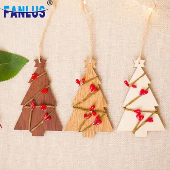 

10pcs/Bag Wooden Artificial Flower Christmas Tree Ornaments Decorations for Happy New Year Home Decor Xmas Gifts Navidad Garland