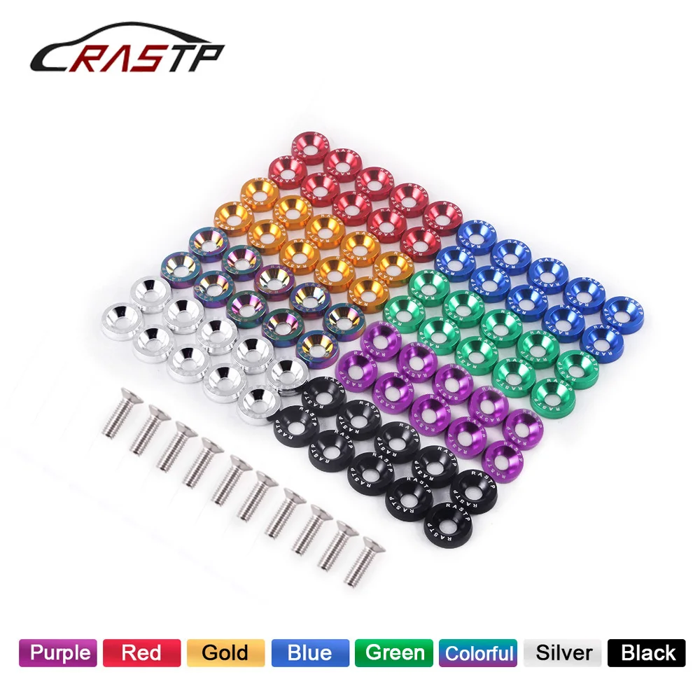 10pcs Tuning Car Universal Fender Washer Bumper Engine Concave jdm Screws Aluminum Washers And M6 Bolt Car Screw RS-QRF002-TP auto fasteners,car screws,fender washers