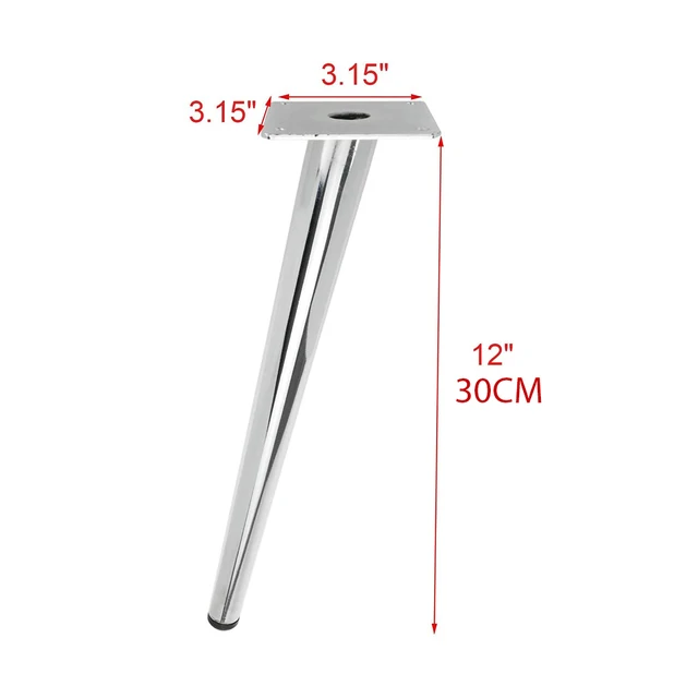 4Pcs Furniture table legs Silver Gold Metal Tapered Sofa Cupboard Cabinet Leg Feet 10/15//20/25/30 With Mounting Screws Tilt foot  30cm