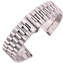 

Solid Stainless Steel Watch Band Bracelet Women Men Silver Middle Polished 16mm 18mm 20mm 21mm 22mm Strap Accessories