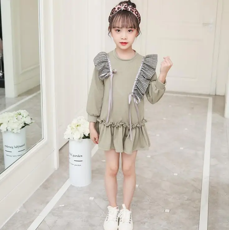 8,12 TT917 осенняя одежда для крупной девушки, 110-160 см Европейский Girls'Ruffled платья в Корейском стиле; детское платье; - Цвет: 2