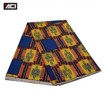 

ACI Ghana Kente Fabric 6 Yards Ankara African Real Wax Prints Fabric Tissu Africain Batik Ghana Wax Kente Fabric For Party Dress