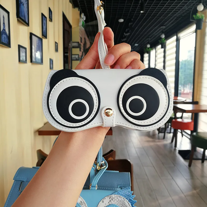 panda Губы пу кожаный чехол для очков Новая мода животных мультфильм женщин портативный Солнцезащитные очки футляр для очков Солнцезащитные очки милые защитные сумки - Цвет: panda