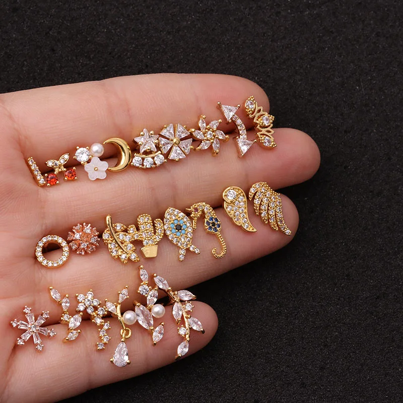 Feelgood-1PC-New-20g-Dainty-White-Yellow-Rose-Gold-Color-Stainless-Steel-CZ-Ear-Tragus-Daith