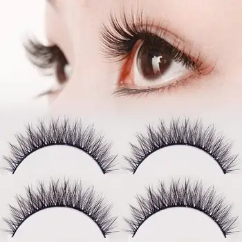 

YOKPN Taiwan Handmade False Eyelashes Natural Short Nude Makeup Long Fake Eyelashes Makeup Realistic Thick Artificial Eyelashes