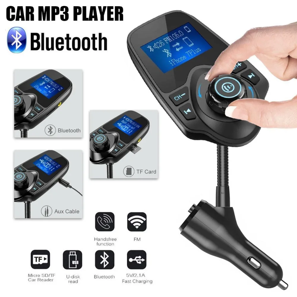 Bluetooth 5,0 Handsfree автомобильный комплект fm-передатчик Быстрый двойной USB зарядное устройство ЖК цифровой вольтметр TF карта U диск AUX плеер