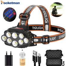 

Super Bright 8 LED Headlight USB Rechargeable Headlamp High Lumen Head Lamp Light Waterproof Head Torch for camping,fishing