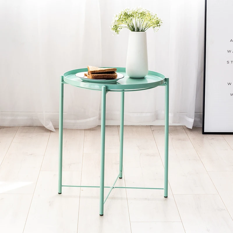 Small coffee table living room side a few iron multi- function round tea table mini- simple Graden