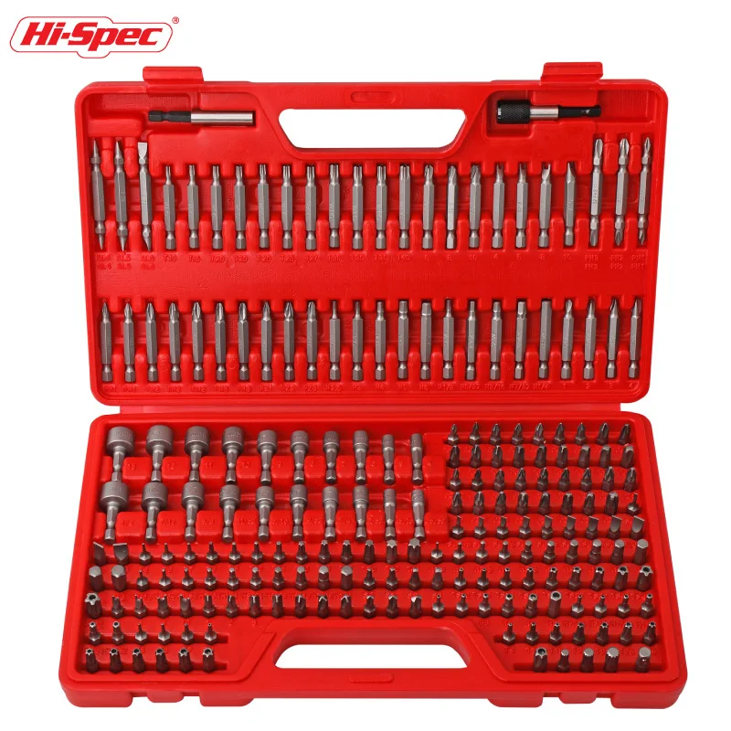 Hi-Spec 214PC Electric Hex Shank Screw Extractor Drill Bits S2 Magnetic Extension Bit Holder Anti Slip Screwdriver Bits Set