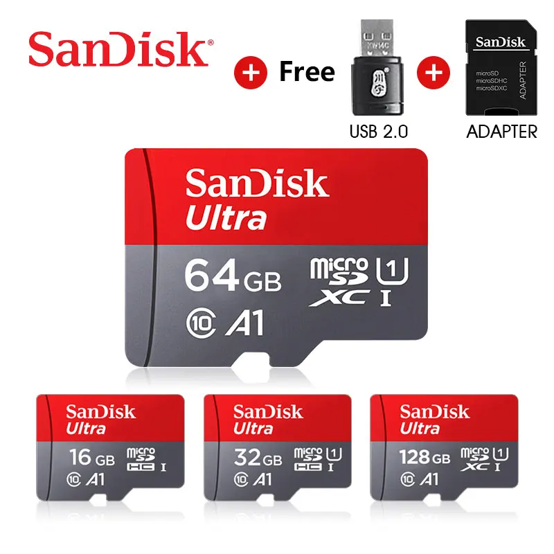 SanDisk Micro SD карта 128 ГБ 32 ГБ 64 Гб 256 Гб 16 Гб 400 Гб карта памяти microSD карта SD/TF мини флеш-карты 200 ГБ класс 10 для телефона