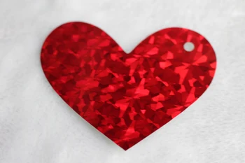 

9x7.8cm Red kaleidoscopical Hologram love heart gift tags