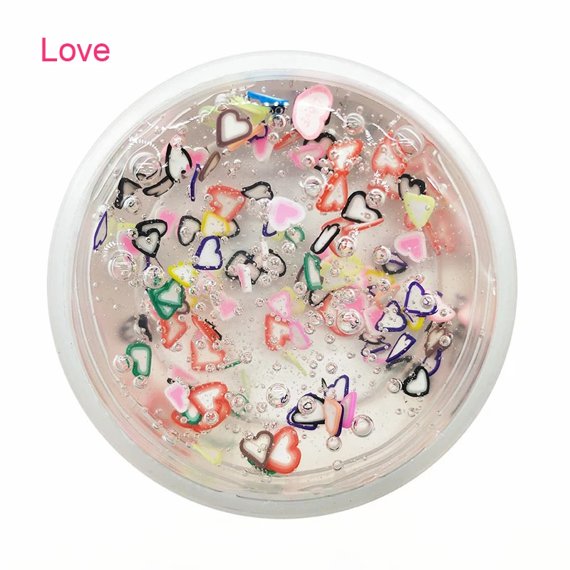 50 г прозрачный нарезанный слайм дополнение аксессуары фруктовые ломтики наполнитель Кристалл грязи Творческий Пластилин цвет глина игрушка для детей - Цвет: Love