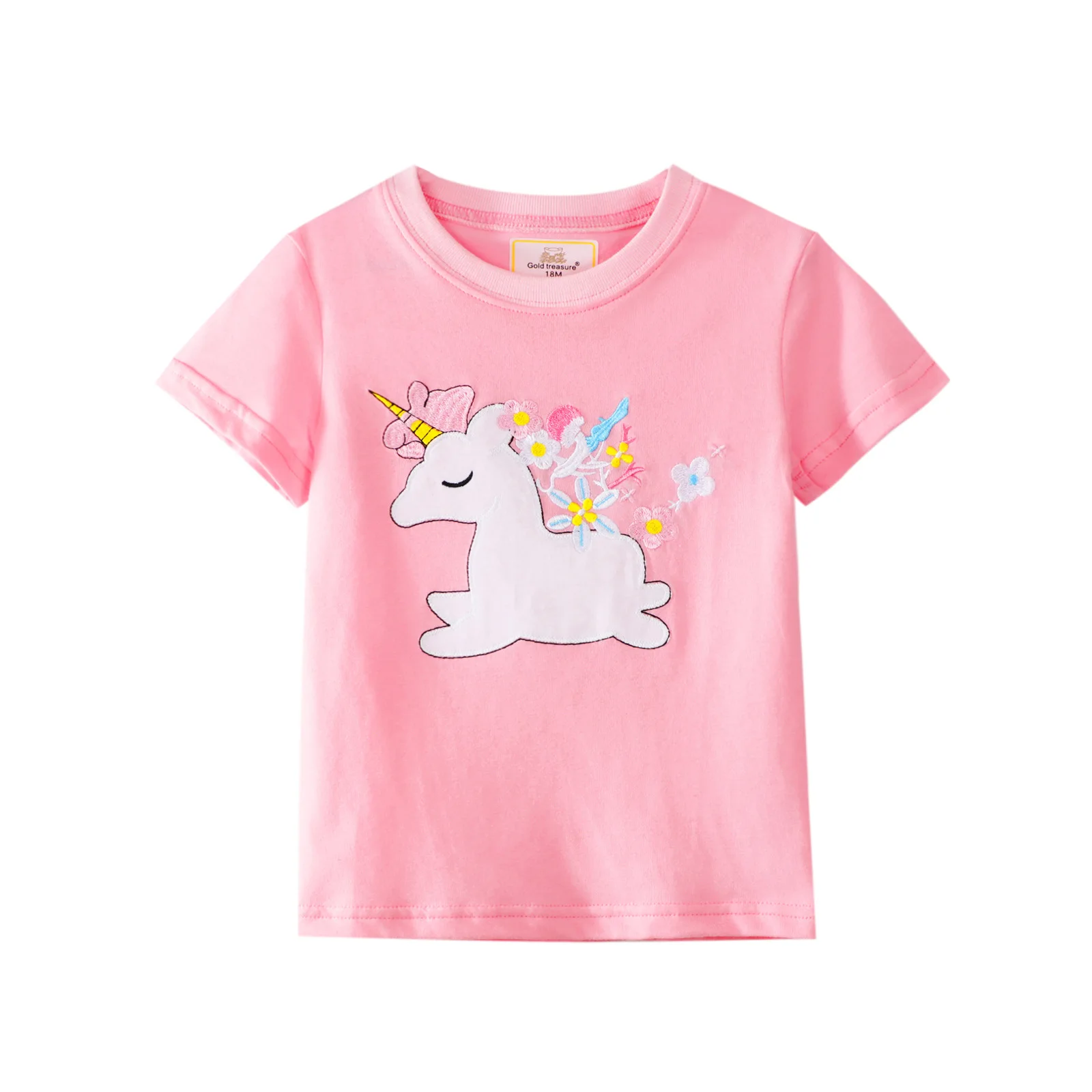 TK00046Pink WeLaken/футболки для мальчиков и девочек г. Новые летние топы с короткими рукавами с милым принтом единорога, Детские повседневные хлопковые футболки для мальчиков и девочек - Цвет: TK00046Pink