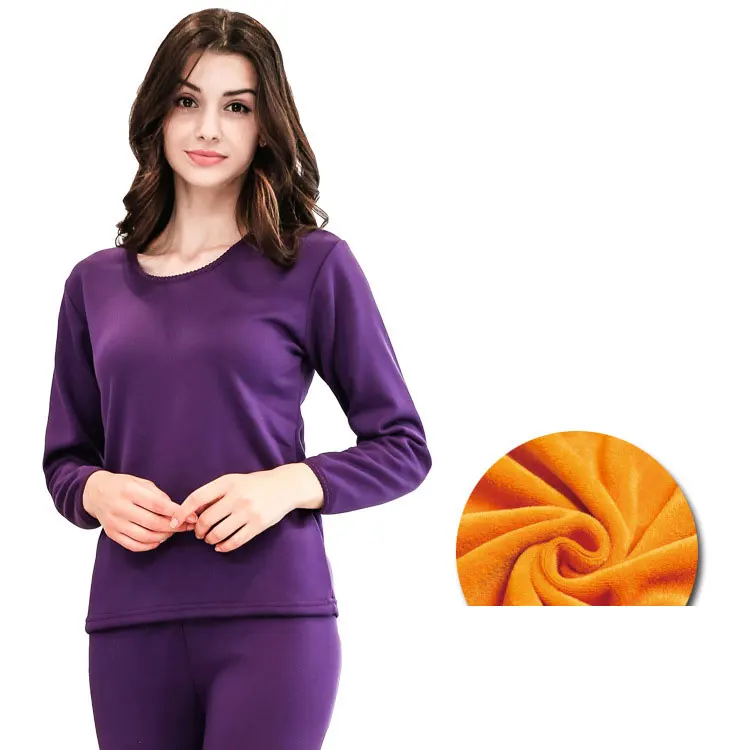 Зимнее термобелье для мужчин и женщин, теплые кальсоны из мериносовой шерсти+ утепленные штаны - Цвет: Women purple
