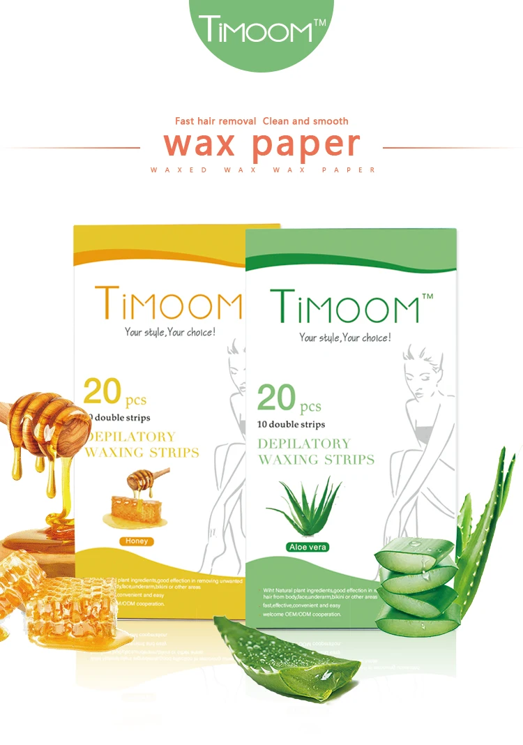 TIMOOM 20 pcs Hair Removal Depilatory Waxing Strips Cold Wax Strips