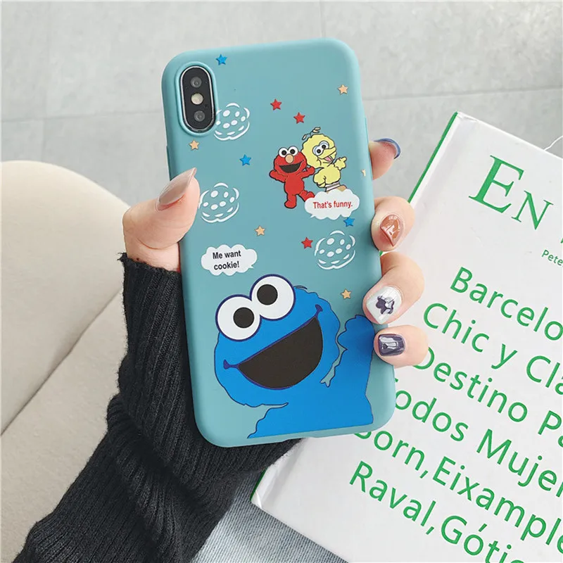 Sesame Street cookie monsters moon Elmo Cartoon Phone case silicone cover for coque iPhone 7 7 Plus 6 8 6s Plus X XR xs max case