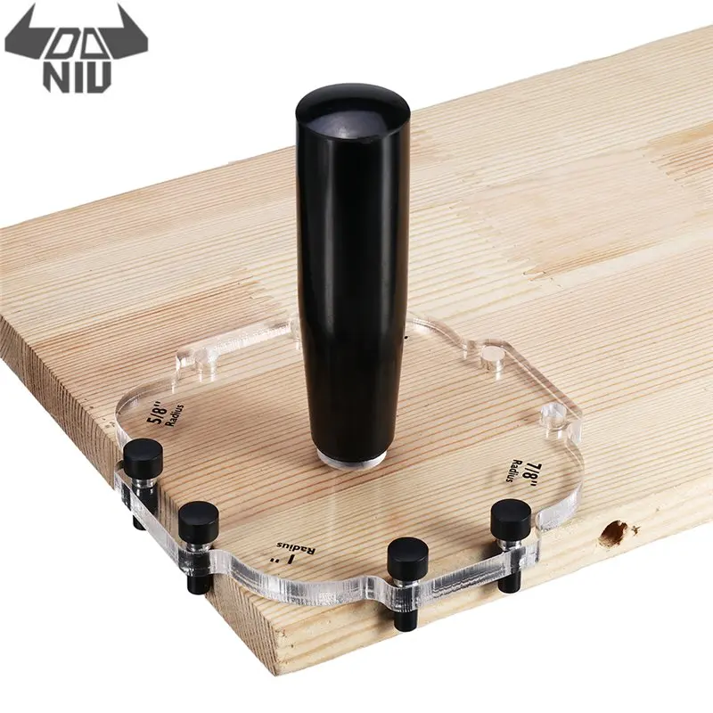 

DANIU Engineering Plastic 1/8 to 1 Inch Radius Jig Router Templates Set Quick-Jig Router Bit Templates for Routing Round Corner
