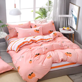 

Thumbedding Persimmon Bedding Set Queen Size Simple Fashion Pink Duvet Cover Girls King Full Twin Single Unique Design Bed Set