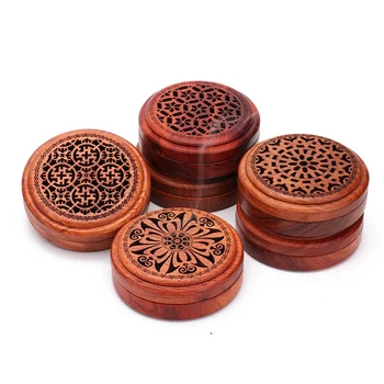

Redwood car incense box lying incense burner portable travel storage tray Incenso Carving Pattern Box For Home