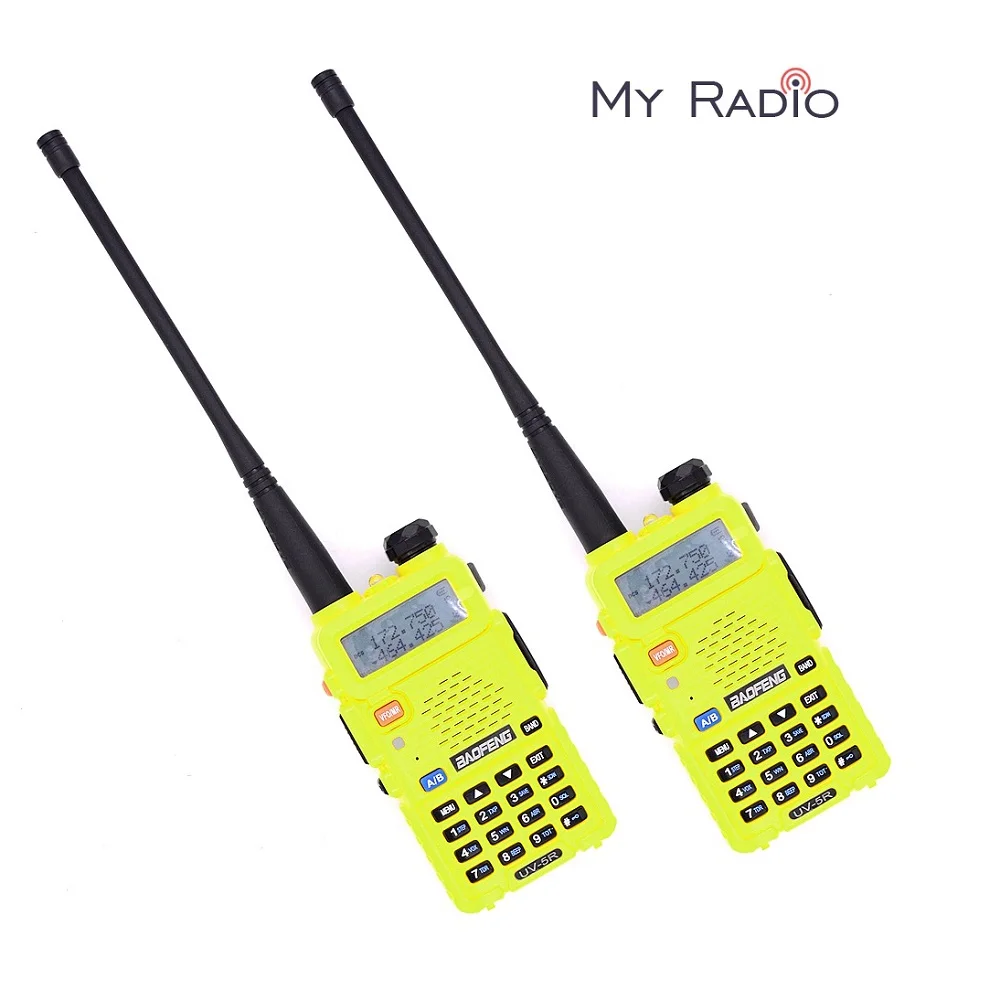 Рация BAOFENG 5R с гарнитурой и PTT желтая ЖК-дисплей FM-радио VOX DTMF сканирование