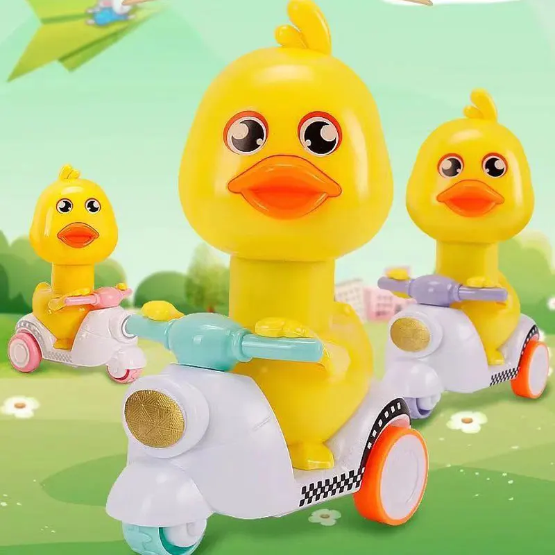 Baby Kids Kawaii Yellow Duck Motorcycle Toy Cute Cartoon Inertia Clockwork Pull Back Toys Children Gifts for Boys Girls