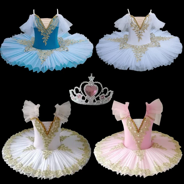 Disfraz de Ballet con tutú para niña, ropa de baile de bailarina con  corona, vestido de leotardo de baile, color rosa - AliExpress