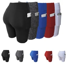 Женские/спортивные/упражнения/фитнес/тренировки/шорты с карманами леггинсы для спортзала Короткая Йога Женская Спортивная одежда для женщин