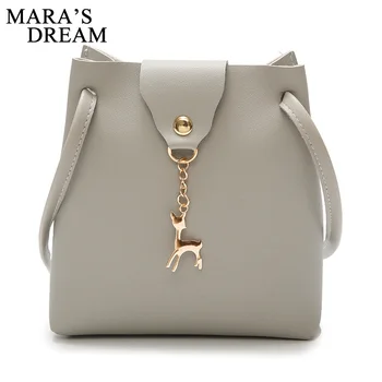 

Mara's Dream 2020 New Solid Color Fashion Women's Bag Simple Fawn Pendant Shoulder Diagonal Bag Bucket Bag