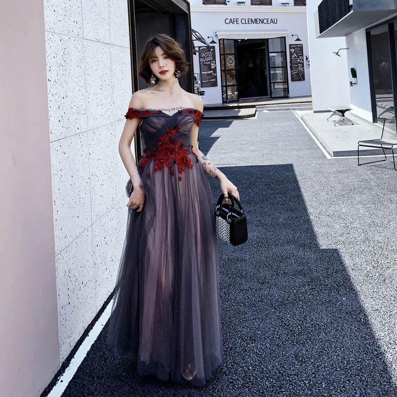 Черное женское платье с аппликацией Cheongsam, сексуальное, с открытыми плечами, Сетчатое, плиссированное, Qipao, новинка, на шнуровке, вечерние элегантное платье для выпускного, тонкое, макси платье