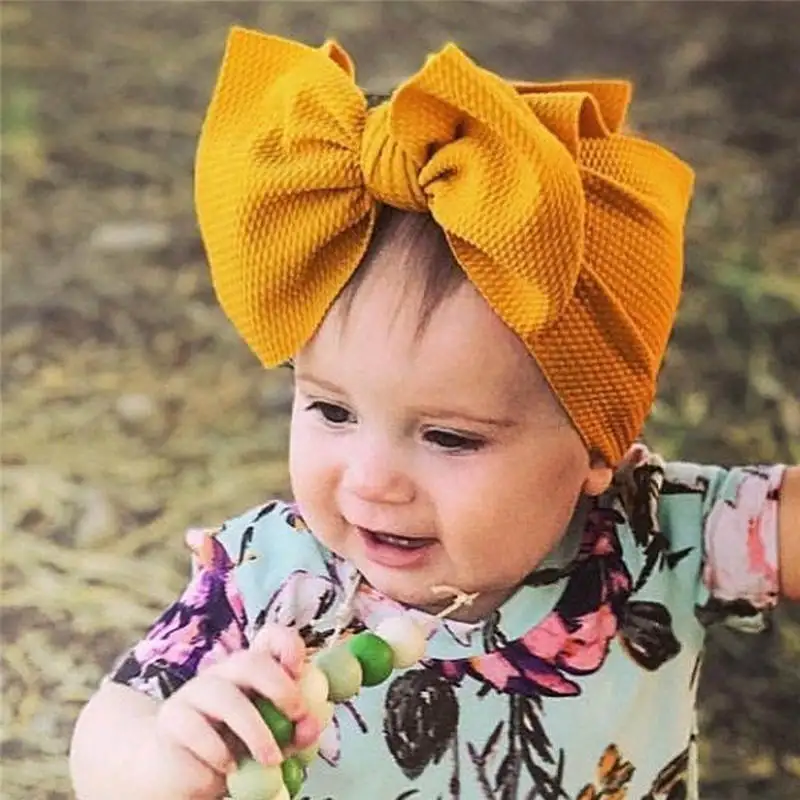 

Baby Turban Headbands Solid Color DIY Bowknot Girl Headbands Adjustable Size