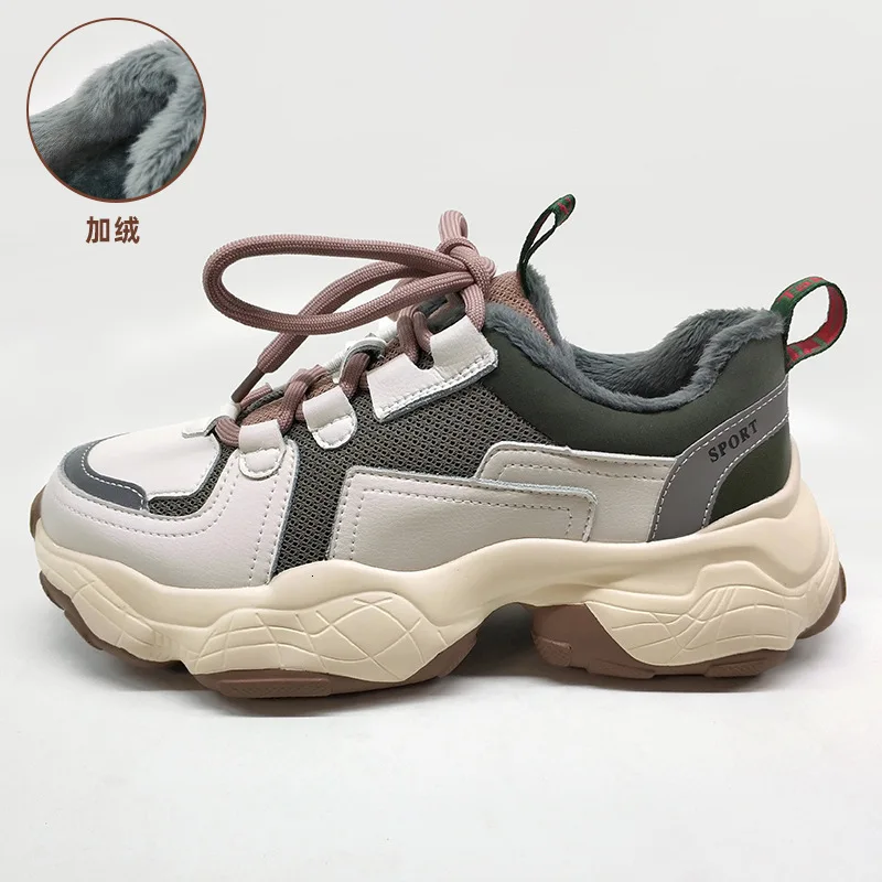 Г., обувь для пап Женская Осенняя повседневная обувь на толстой подошве Zapatos De Mujer, кроссовки - Цвет: pinkvelvet