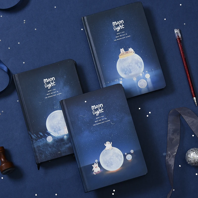 "Moonlight" Hard Cover Black Papers Sketchbook Notebook Journal Diary Blank Notepad Stationery Gift