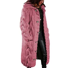 

FOR Casual Long Knitted Cardigan Women's Cardigan Plus Size Sweater Coat Women Autumn Winter Sweater Female Single Breasted