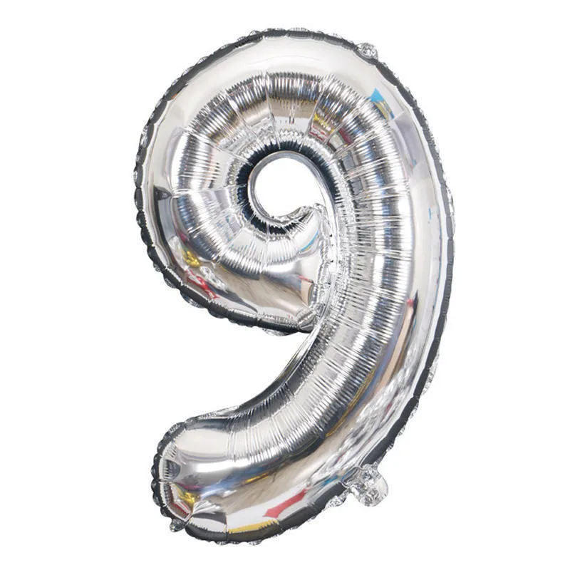 Silver 9 Свадебные украшения шары 32 дюйма большие воздушные шары в форме цифр День Рождения украшения фольгированные шары украшения для взрослых - Цвет: Silver 9