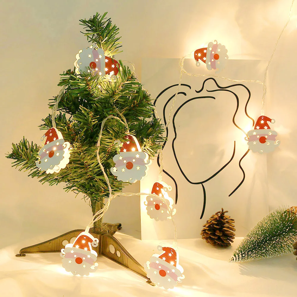 

Christmas Tree Decor 10LED Santa Claus Battery Operate Light String Merry Christmas Snowman Light Home Decoration
