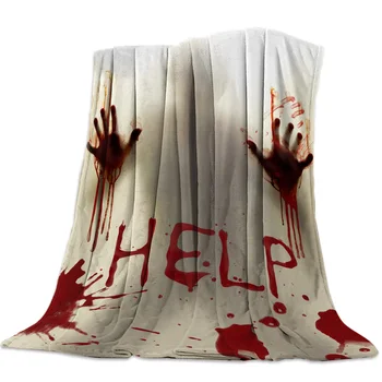 

Halloween Help Horror Blood Splash Scary Blanket Unisex Children Couch Bedspread Throw Cover Durable Warm Cozy Coverlet Blankets