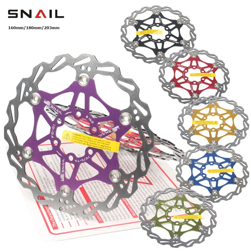 

SNAIL 160/180/203mm MTB Bike Brake Rotor Strong Heat Dissipation Floating Rotor Ultralight Bike Disc Brake Pads Bicycle Supplies