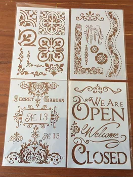 

4pcs / set A4 Digital flower mandala Stencils Painting Coloring Embossing Scrapbook Album Decorative Template