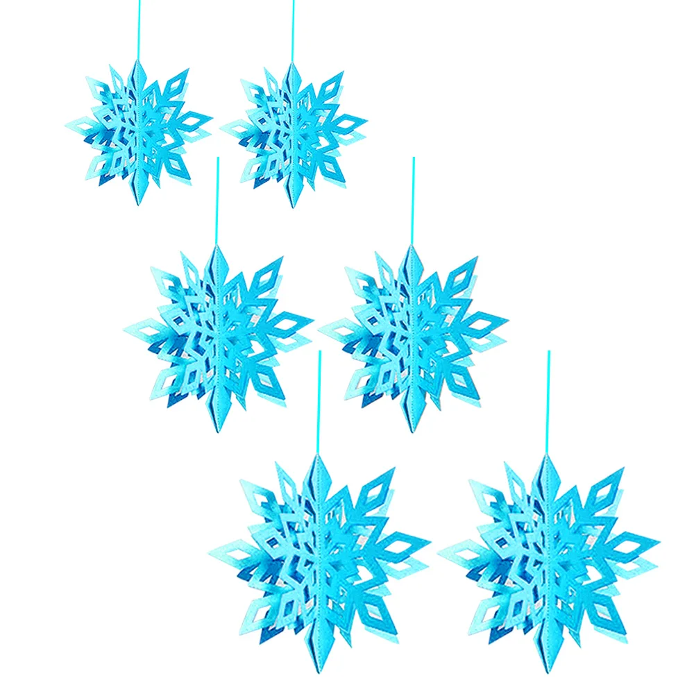 Light Blue Besegad 6 шт. 3 размера 3D Бумага полые рождественские подвесные декоративные снежинки Рождество год вечерние снежные узоры игрушка для домашнего декора - Цвет: Light Blue