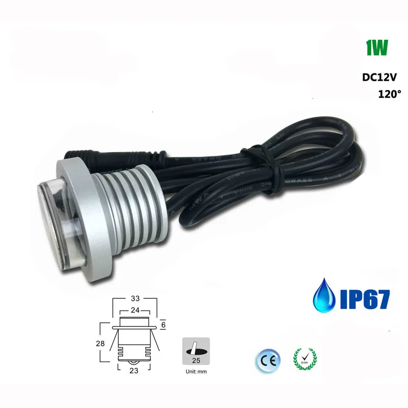 36 шт./лот 1 Вт супер мини светодио дный точечные светильники DC12V IP65 светодио дный похоронен лестница утопленные фары мини-Светильник 3000 К 6000 К