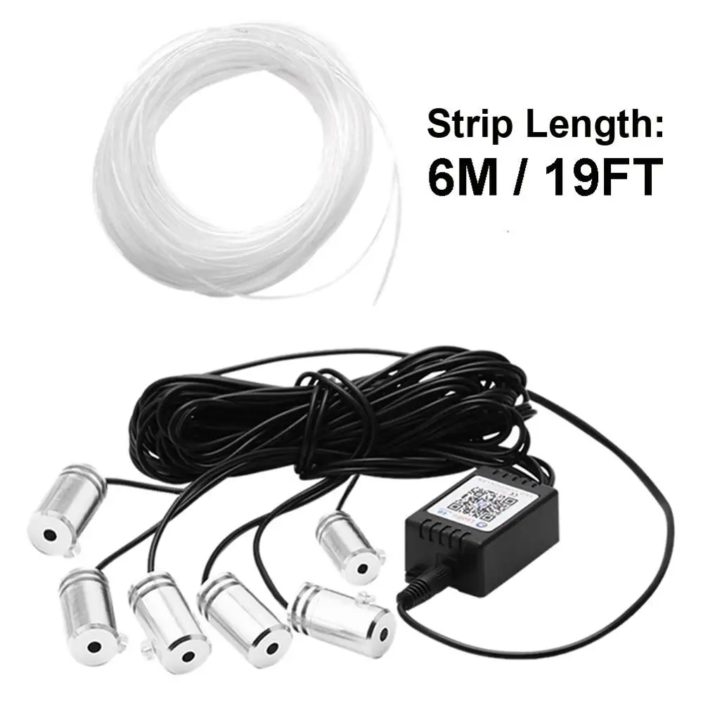 

RGB LED Strips Ambient Light APP Bluetooth Control for Car Interior Atmosphere Light Lamp 8 colors DIY Music 6M Fiber Optic Band
