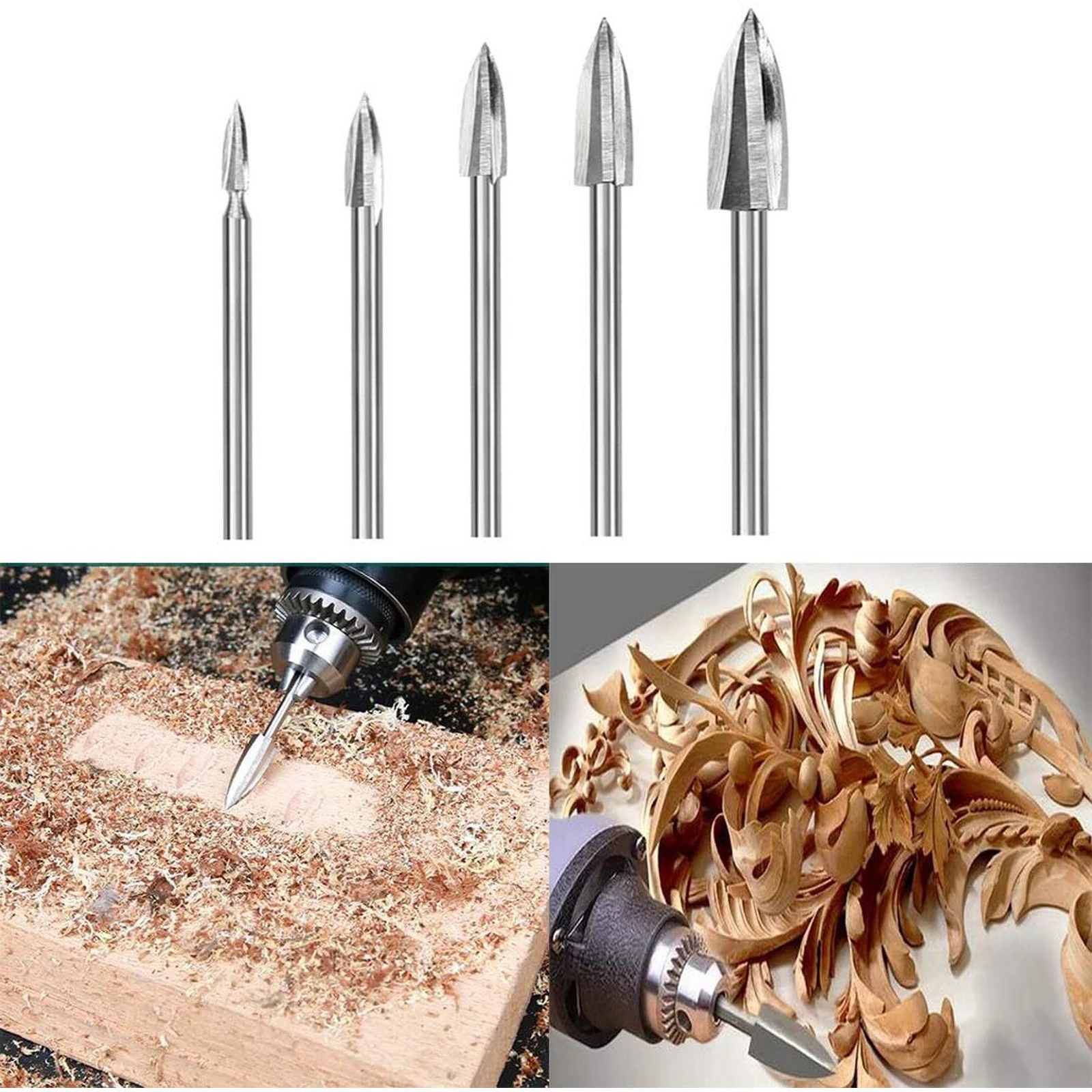 5pcs/set Wood Carving Drill Bit Hss Engraving Drill Bit Set Solid