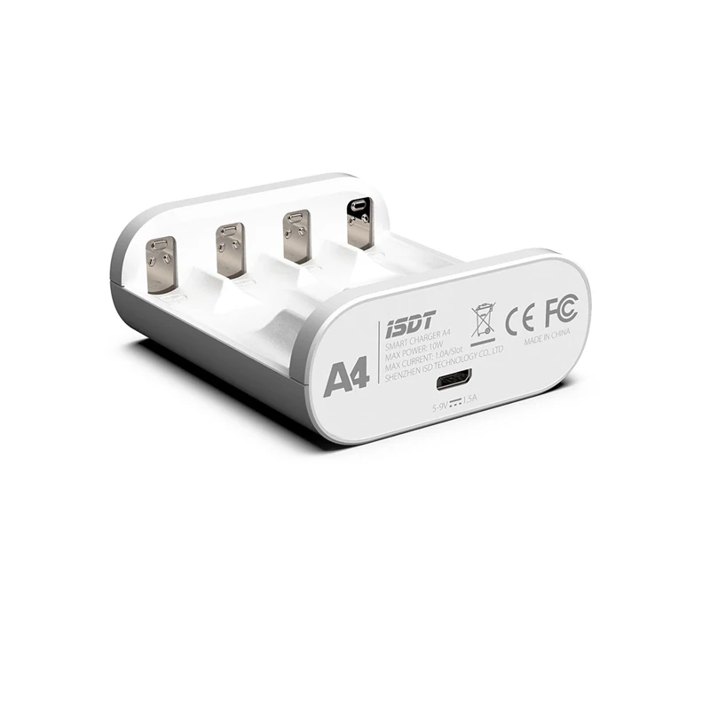 ISDT A4 10 Вт 1.5A AA AAA зарядное устройство постоянного тока USB мульти-химический умный аккумулятор зарядное устройство для 10500 12500 батареи черный/белый - Цвет: Белый