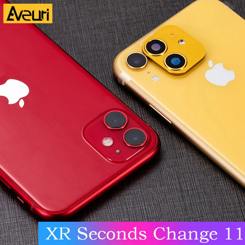 Модифицированная наклейка для объектива камеры, сменная крышка для iPhone XR X R, поддельная наклейка для камеры iPhone 11, защита из закаленного стекла