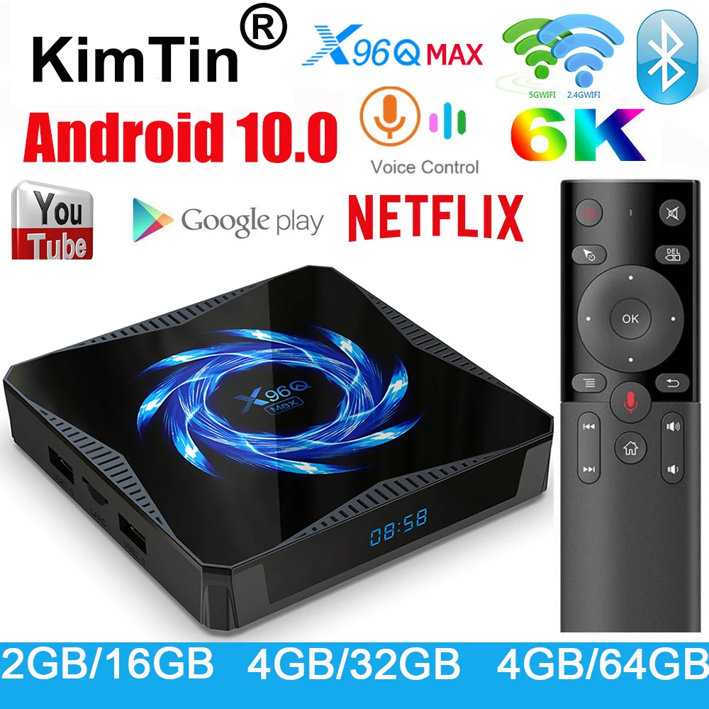 Box Inteligente Allwinner H616 Android 10.0 4gb 32gb 2.4g 5g Wi-fi Bluetooth 4k Media Player 4g 64g X96q X96q-tv