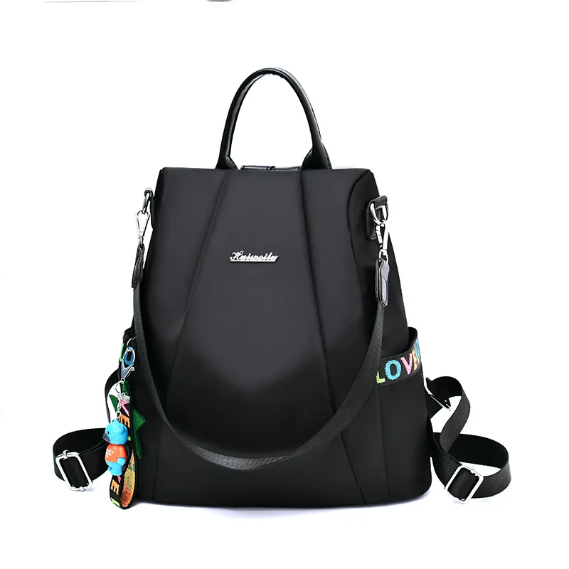 

Oxford Cloth Backpack Casual Pleated Lettered Ribbon Decoration Shoulder New Style Large Capacity Backpack a Generation