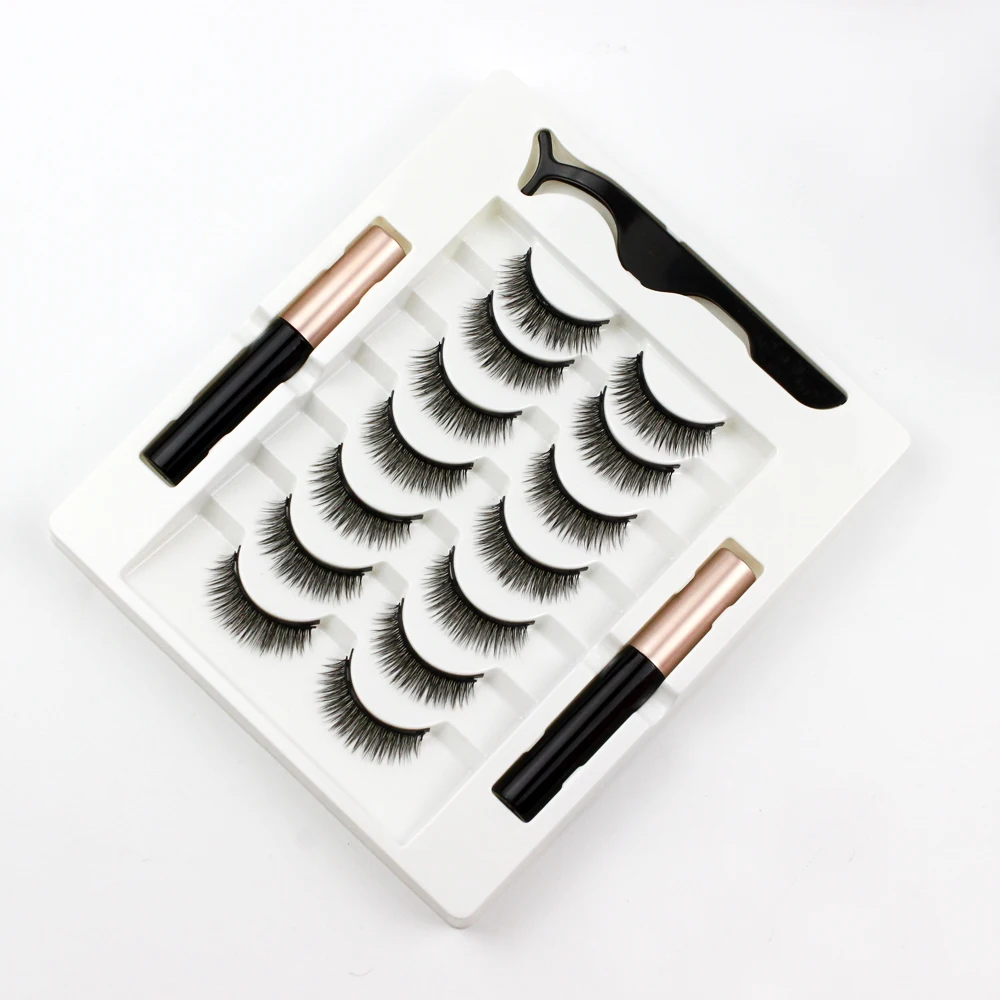 

7 pairs Magnetic Eyelashes Natural 3D Mink False Eyelashes Magnetic Eyeliner Eyelash Curler Fake Eyelash Extension Makeup