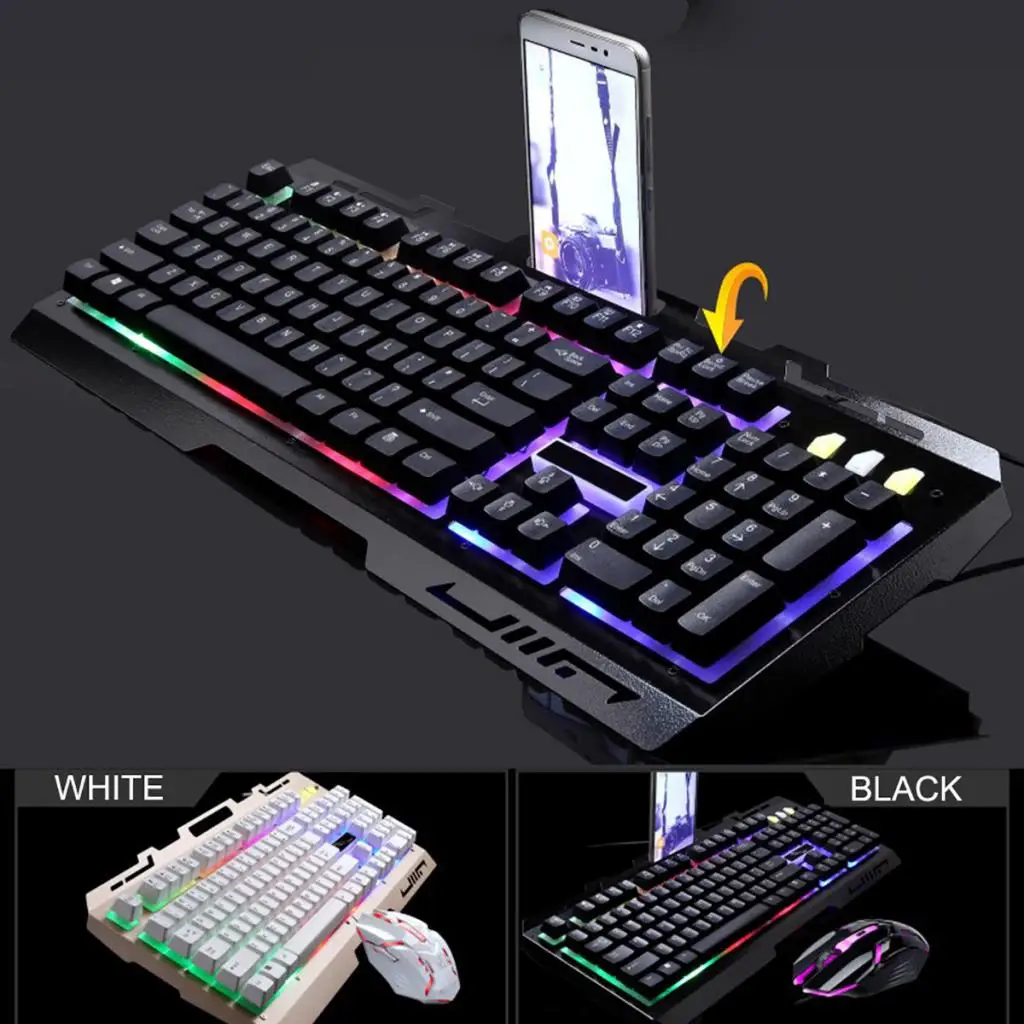 Professional Colorful LED Backlight Gaming Keyboard & Mouse Set Games USB Wired Mouse Mice Keyboard Combos For Computer Desktop