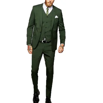 

Green Groom Suits Tuxedos Men's Suits for Wedding Italian Slim Fit 3 Pieces Groomsmen Business Suit Wedding Tuxedo for Men